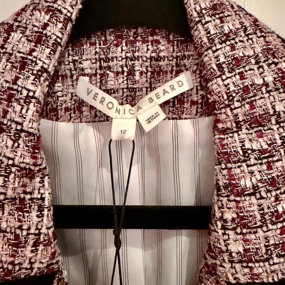 NWT Veronica Beard Pink and Black Tweed Blazer Jacket in Size 12 - Picture 4 of 5